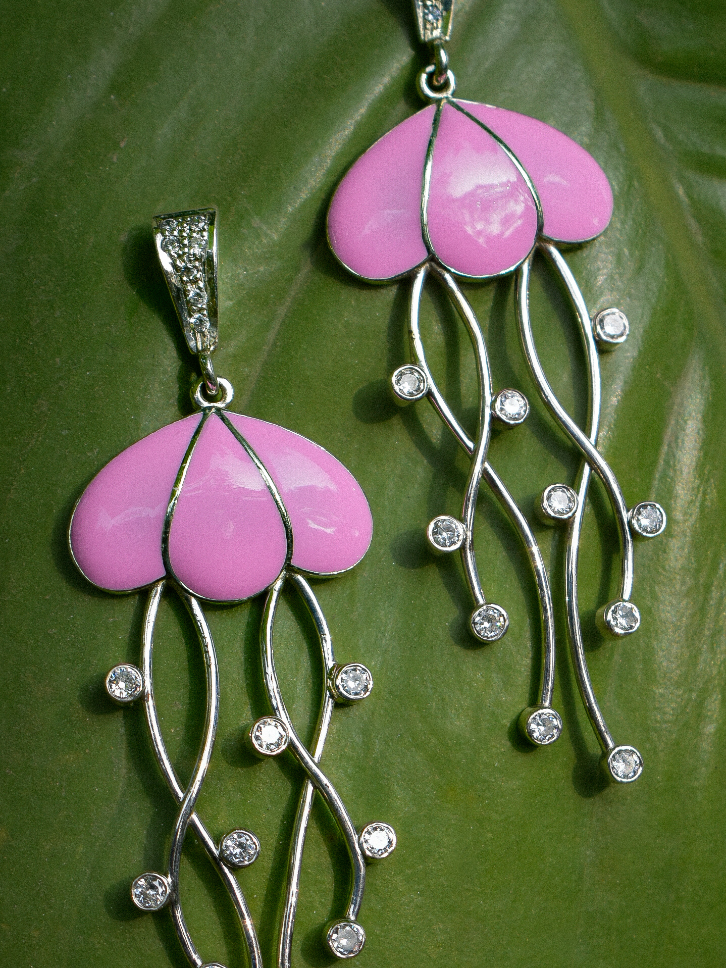 Silver Enamel Jellyfish Jhumkas